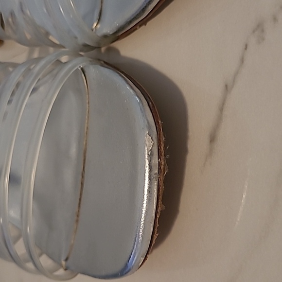 Raye Lyric Revolve Women's 9.5 Metallic Silver and Clear Strappy Heeled Sandals - Picture 4 of 11